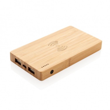 Logo trade business gifts image of: Bamboo 4.000 mAh wireless 5W Powerbank