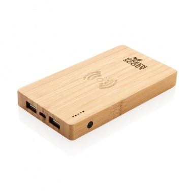 Logotrade promotional product picture of: Bamboo 4.000 mAh wireless 5W Powerbank