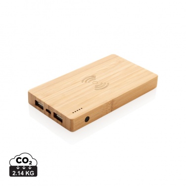Logo trade corporate gifts picture of: Bamboo 4.000 mAh wireless 5W Powerbank
