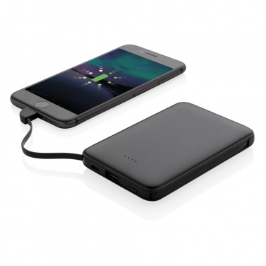 Logo trade advertising products image of: 5.000 mAh Pocket Powerbank with integrated cables