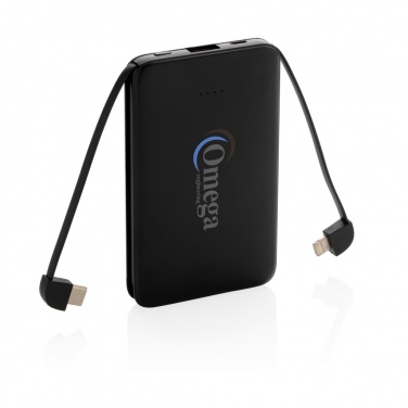 Logo trade promotional item photo of: 5.000 mAh Pocket Powerbank with integrated cables