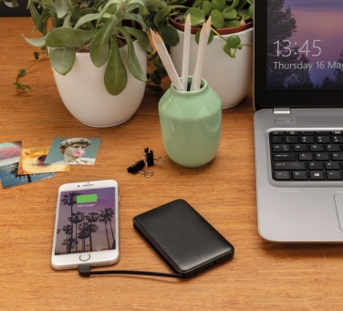 Logotrade promotional giveaway image of: 5.000 mAh Pocket Powerbank with integrated cables