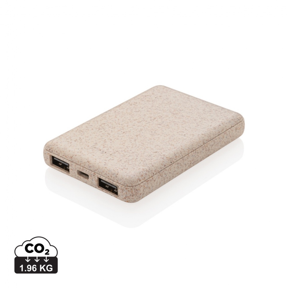 Logo trade promotional merchandise picture of: Wheat Straw 5.000 mAh Pocket Powerbank