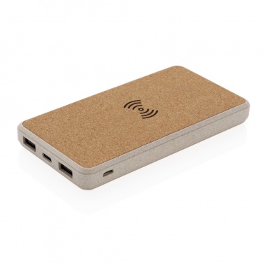 Logotrade promotional products photo of: Cork and Wheat Straw 8.000 mAh 5W wireless powerbank
