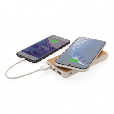Logo trade promotional item photo of: Cork and Wheat Straw 8.000 mAh 5W wireless powerbank