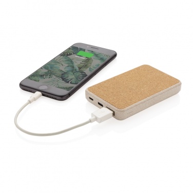 Logo trade promotional merchandise image of: Cork and Wheat 5.000 mAh pocket powerbank