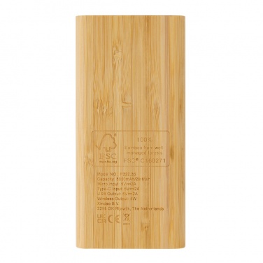 Logotrade corporate gift image of: Bamboo 8.000 mAh 5W wireless powerbank