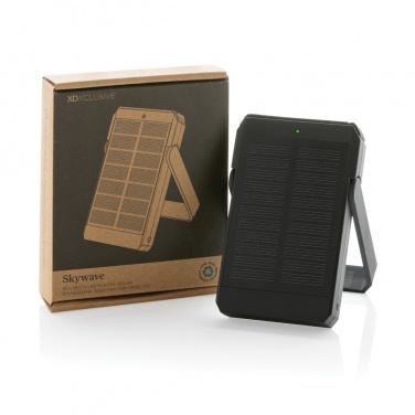 Logo trade business gifts image of: Skywave RCS rplastic solar powerbank 5000 mAh 10W wireless