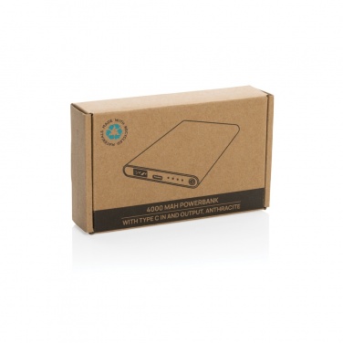 Logotrade advertising product image of: RCS recycled plastic/aluminum 4000 mah powerbank with type C