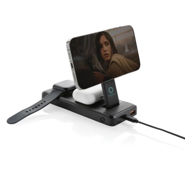 Logo trade promotional merchandise image of: Fenwick RCS recycled plastic 10000mah  3 in 1 fast powerbank