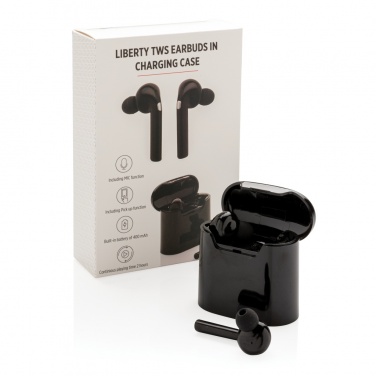 Logo trade advertising product photo of: Liberty wireless earbuds in charging case