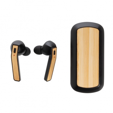 Logotrade advertising products photo of: Bamboo Free Flow TWS earbuds in case