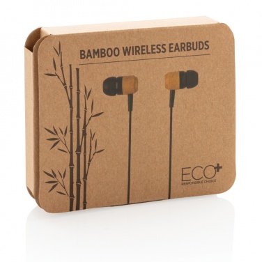 Logo trade promotional items image of: Bamboo wireless earbuds