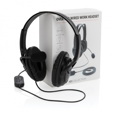 Logo trade corporate gifts image of: Over ear wired work headset
