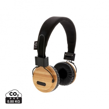 Logo trade business gifts image of: Bamboo wireless headphone