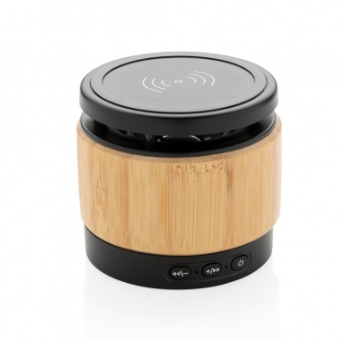 Logotrade promotional product picture of: Bamboo wireless charger speaker