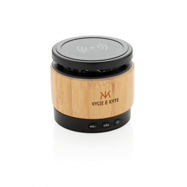 Logotrade business gift image of: Bamboo wireless charger speaker