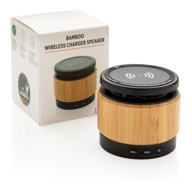 Logotrade promotional merchandise photo of: Bamboo wireless charger speaker