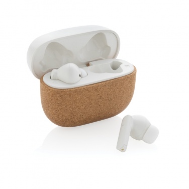 Logo trade promotional giveaway photo of: Oregon RCS recycled plastic and cork TWS earbuds