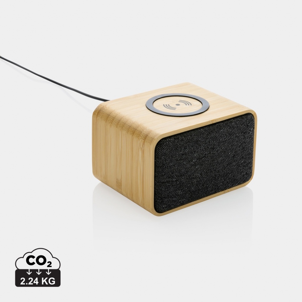 Logo trade business gift photo of: RCS Rplastic 3W speaker with bamboo 5W wireless