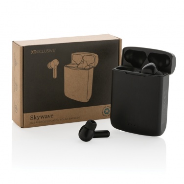 Logotrade promotional merchandise photo of: Skywave RCS recycled plastic solar earbuds