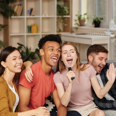 Logo trade corporate gift photo of: Singvibe RCS recycled plastic karaoke set with double mic