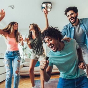 Logo trade advertising products picture of: Singvibe RCS recycled plastic karaoke set with double mic