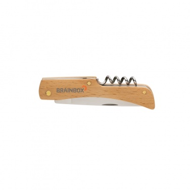 Logo trade business gifts image of: Wooden knife with bottle opener