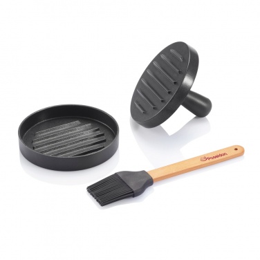 Logo trade promotional gifts image of: BBQ set with hamburger press and brush