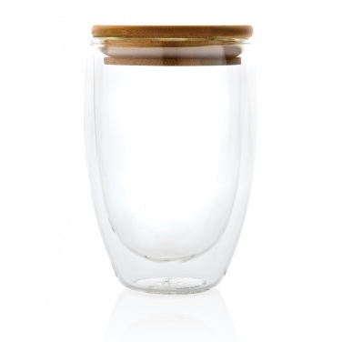 Logo trade promotional product photo of: Double wall borosilicate glass with bamboo lid 350ml