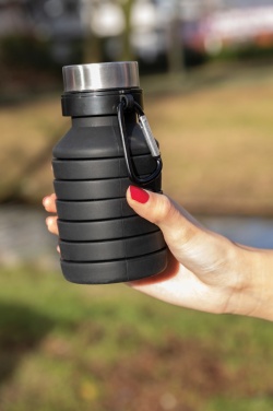 Logo trade promotional item photo of: Leakproof collapsible silicone bottle with lid