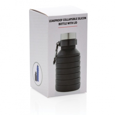 Logo trade promotional merchandise picture of: Leakproof collapsible silicone bottle with lid