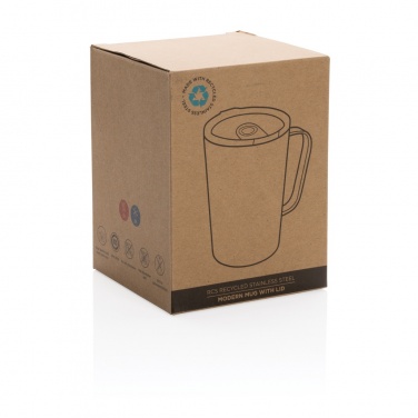 Logo trade business gifts image of: RCS Recycled stainless steel modern vacuum mug with lid