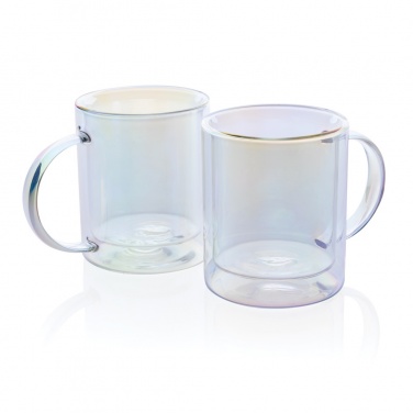 Logo trade promotional merchandise picture of: Deluxe double wall electroplated glass mug