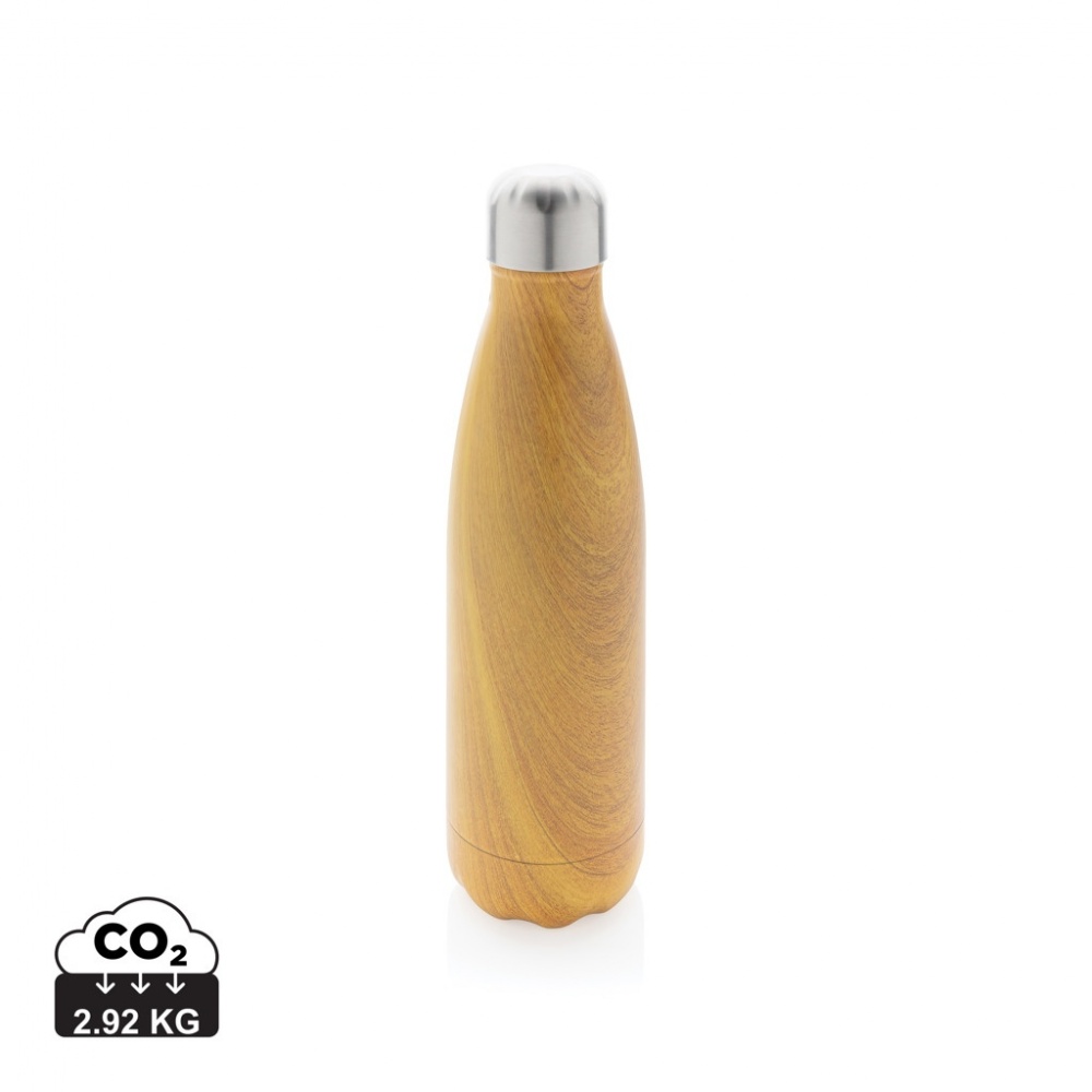 Logo trade promotional gifts image of: Vacuum insulated stainless steel bottle with wood print
