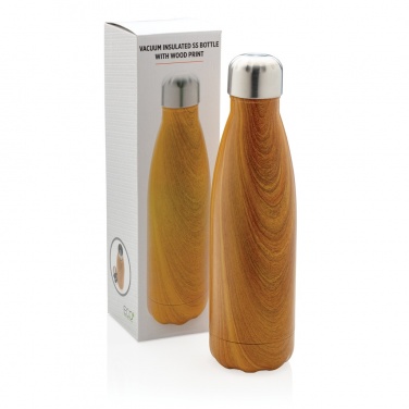 Logo trade promotional giveaway photo of: Vacuum insulated stainless steel bottle with wood print