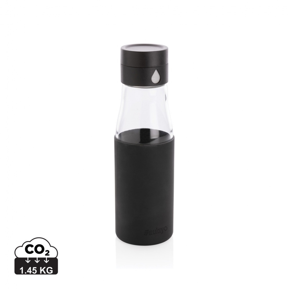 Logo trade promotional gifts picture of: Ukiyo glass hydration tracking bottle with sleeve