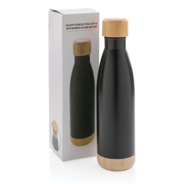 Logo trade promotional product photo of: Vacuum stainless steel bottle with bamboo lid and bottom