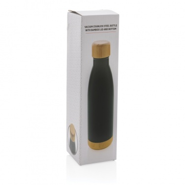 Logotrade promotional item image of: Vacuum stainless steel bottle with bamboo lid and bottom