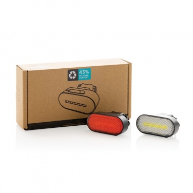 Logo trade promotional merchandise picture of: Lumino RCS recycled plastic USB re-chargeable bike light set