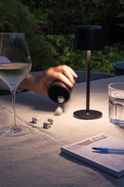 Logo trade promotional products image of: Zenic RCS recycled plastic USB re-chargable table lamp