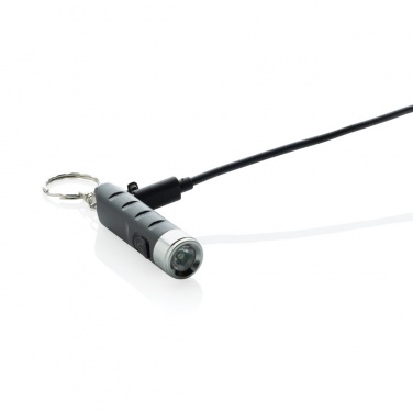 Logotrade promotional item picture of: Globix RCS recycled plastic USB re-chargeable keychain torch