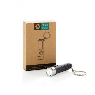 Logotrade advertising product image of: Globix RCS recycled plastic USB re-chargeable keychain torch