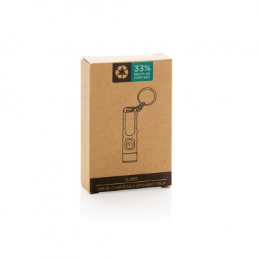 Logo trade promotional gift photo of: Globix RCS recycled plastic USB re-chargeable keychain torch