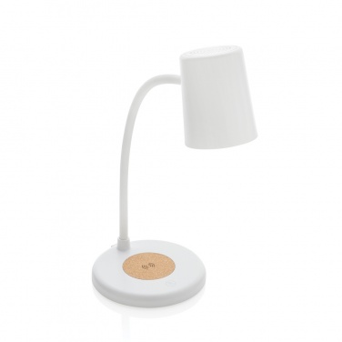 Logotrade promotional product image of: Zenara RCS recycled plastic and cork 15W wireless desk lamp