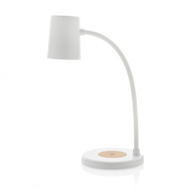 Logo trade advertising products image of: Zenara RCS recycled plastic and cork 15W wireless desk lamp