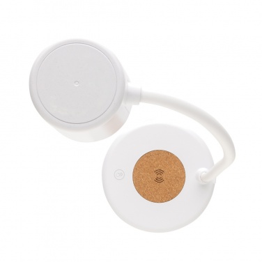 Logotrade promotional products photo of: Zenara RCS recycled plastic and cork 15W wireless desk lamp