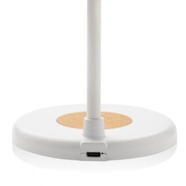 Logotrade promotional merchandise picture of: Zenara RCS recycled plastic and cork 15W wireless desk lamp