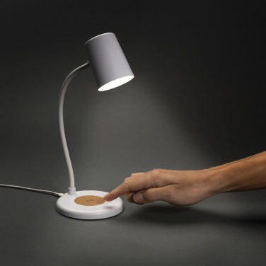 Logo trade promotional products picture of: Zenara RCS recycled plastic and cork 15W wireless desk lamp