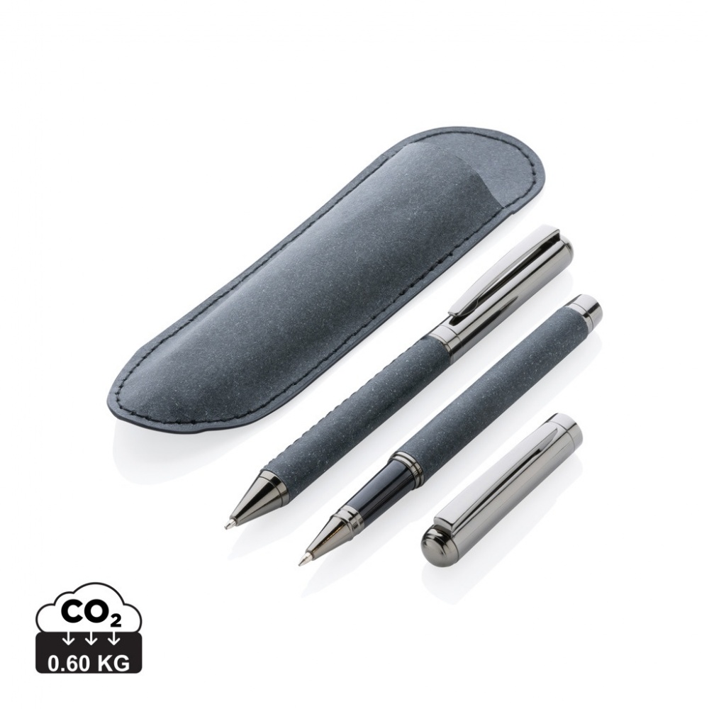 Logo trade promotional items image of: Recycled leather pen set